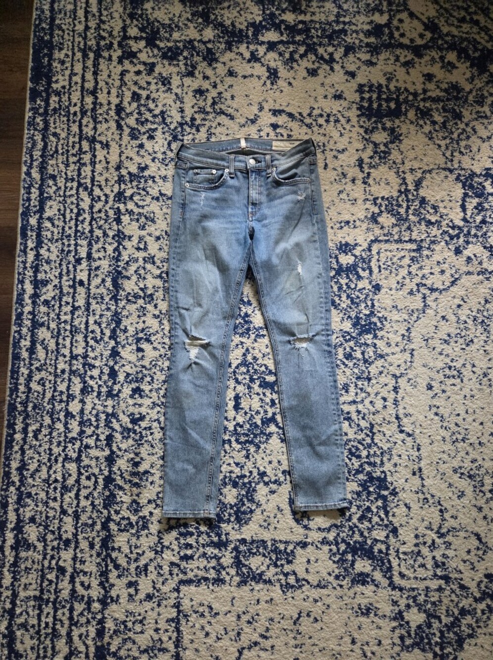 rag & bone Distressed Medium Blue Skinny Jeans
